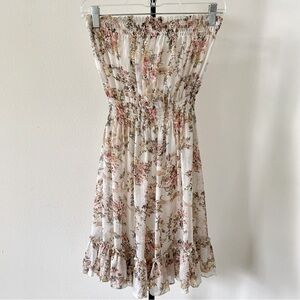 Vintage Y2K Poetry Floral Strapless Mini Dress Size Small